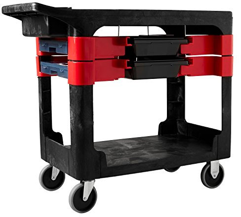 Rubbermaid Commercial Service Cart with 2x Boxes and 4x Bins - Black