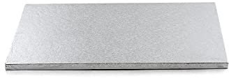Decora 0931608 Sottotorta Rettangolare, Cartone, Argento, cm 20X30X1,2 h