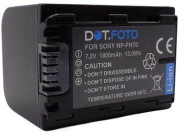 Dot.Foto NP-FH60, NP-FH70 Premium 7.2v / 1800mAh Batterie Rechargeable pour Sony HDR-XR100 HDR-XR105 HDR-XR106 HDR-XR200 HDR-XR500 HDR-XR520