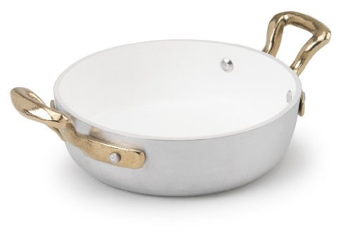 Pentole Agnelli ALMA11016 Plato pequeño con 2 Asas de latón, Aluminio Profesional 3 mm, 16 cm