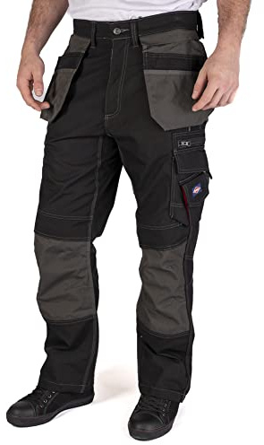 Lee Cooper Workwear LCPNT224 Mens Contrast Multi & Holster Pocket Kneepad Work Safety Cargo Pants Trousers