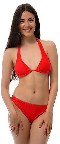 ROCK-IT Apparel Bikini Damen Set I Bikinioberteil Set mit Bikinihose I Triangel Bikini mit Push up Pads zum rausnehmen I Farbe Rot (Slip L - Top L)