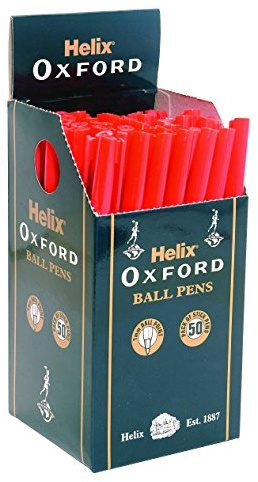 Helix Oxford Ballpoint Pens - Red (Box of 50)