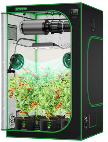 VIVOSUN Grow Tent 120 x 120 x 200 cm, Made of Highly Reflective Mylar, with Viewing Window and Base Tray for Hydroponics and Indoor Growing, S448, Suitable for VS4000/VSF4300