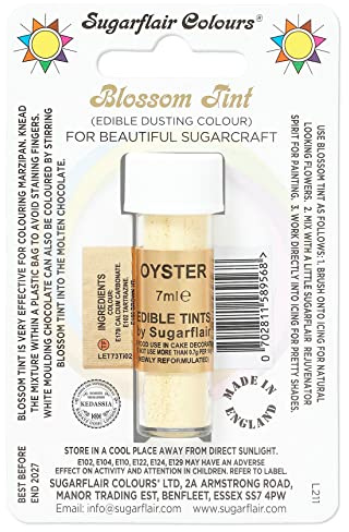 Sugarflair Blossom Tint Oyster Food Colouring and Dusting Powder, Matt Finish, Brush On or Mix with Rejuvenator Spirit to Create a One of A Kind Cake - 7ml
