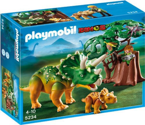 Playmobil - 5234 - Jeu de Construction - Tricératops et Son Petit avec Arbre