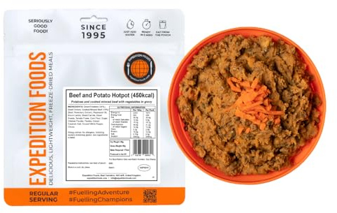 EXPEDITION FOODS Beef and Potato Hotpot (Single Serving / 450KCAL) | Freeze-Dried Camping & Hiking Food