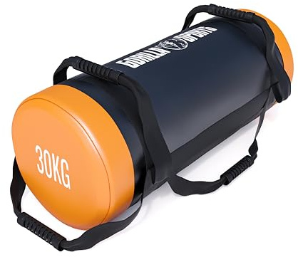 GORILLA SPORTS® Fitness Power Bag - 5/10/15/20/25/30 kg, rutschfeste Griffe, Gefüllt, Kunstleder - Gewichtssack, Sandbag, Corebag, Sandsäcke, Gewichte für Training, Workout, Crossfit, Gym