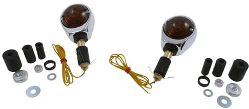 Blinker Paar OCHSENAUGE, verchromt, getöntes Glas, Motorrad, Roller, Quad