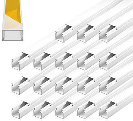 ARLI Kabelkanal 16x16 mm Weiß – 18m selbstklebend & schraubbar Installationskanal IP40 PVC mit Bodenlochung Universal Kabel Kanal