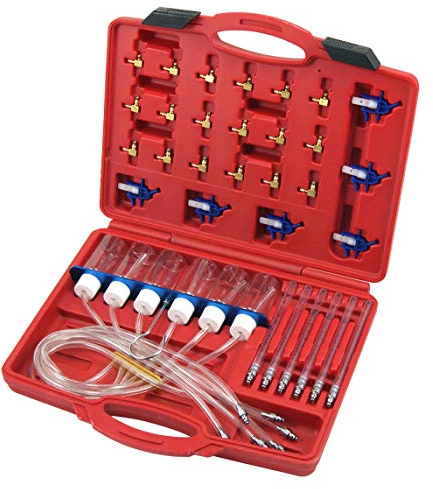 Alkan Rücklaufmengen Messgerät Common Rail CDI 24 Adapter | Rücklaufmengen-Messgerät für Common-Rail/CDI Einspritzdüsen, inkl. 24 Adapter, für Motor-Diagnose