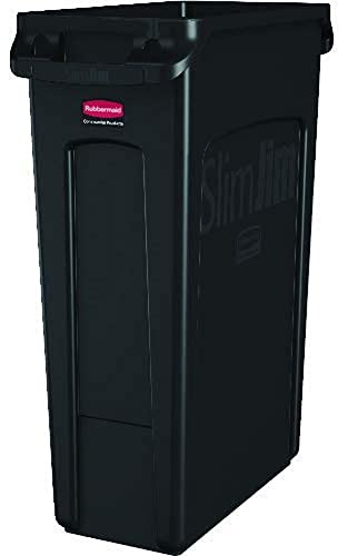 Rubbermaid Slim Jim Behälter mit Belüftungskanälen, 87 l, Schwarz