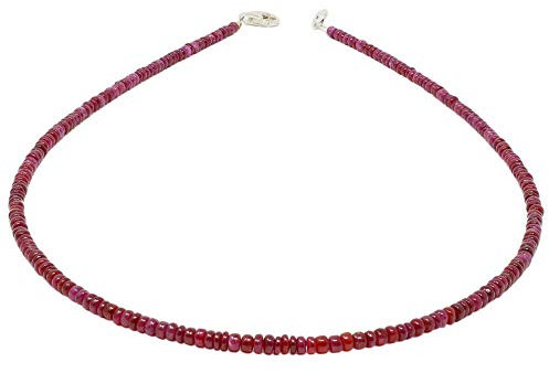 Kette Collier aus echtem Rubin & 925 Silber Edelsteinkette rot Rubinkette für Damen