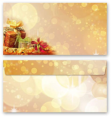 10 Briefumschläge (ohne Fenster) Weihnachten, WEIHNACHTSGESCHENKE DIN LANG (220x110 mm) | Paper-Media