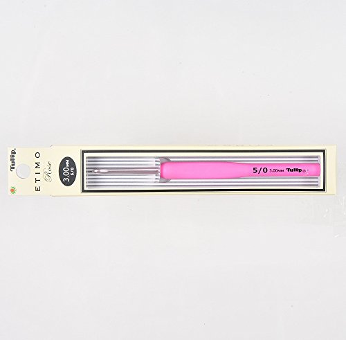 Tulip Etmo Rose TER-06e Häkelnadel, 3,0 mm, weicher Griff, Aluminium, Rosa