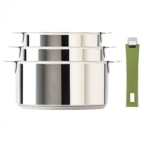 Cristel S3Cmavt Serie 3 Casseroles Amovibles 16 a 20 Cm + 1 Poignee Mutine Vert Tilleul