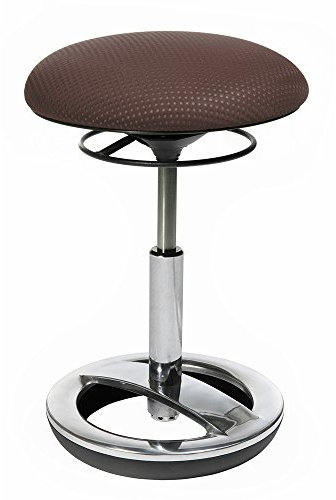 Topstar Sitness Bob, ergonomischer Sitzhocker, Arbeitshocker, Bürohocker mit Schwingeffekt, Sitzhöhenverstellung, Standfußring Alu, poliert, Stoffbezug, dunkelbraun