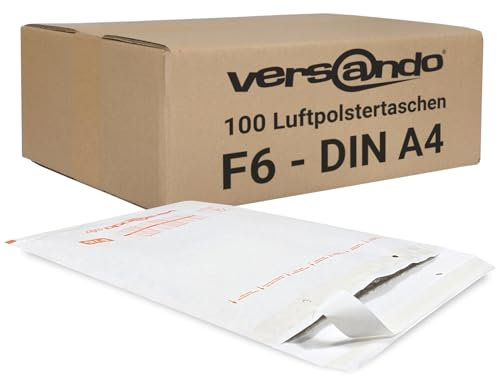 versando 100x F6 Luftpolsterumschläge Innenmaß 220 x 340 mm Außenmaß 240 x 350 mm weiß für DIN A4 / A5