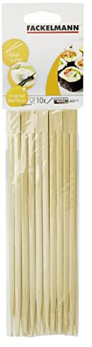 Fackelmann 30104 Lot de 10 paires de baguettes bambou, baguettes, 10 paires de baguettes, Bambou, 23 x 1,2 x 0,4 cm, Bois Brun