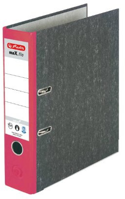 Herlitz 11012812 Ordner maX.file nature A4 8cm rot, Wolkenmarmorbezug/Papier grau 5er Packung