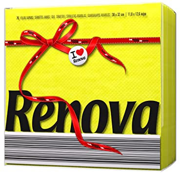 Renova Servilletas De Papel Amarillas - 70 Servilletas, 30 x 32 cm