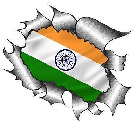 Sticar-it Ltd RIPPED TORN METAL Car Sticker India Indian National Flag design Vinyl decal (Large 205x160mm approx)