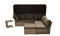 Ploß Polyrattan-Loungeset Rabida - XL-Gartenmöbel-Set 5-teilig in Champagner mit Auflagen - Design-Loungeset mit Sofa-Element & Hocker-Tisch & Ottomane - Outdoor-Lounge aus Poly-Rattan