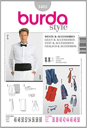 burda style Schnittmuster Herren Weste & Anzug-Accessoires #3403 Gr. 46-60 | Papier