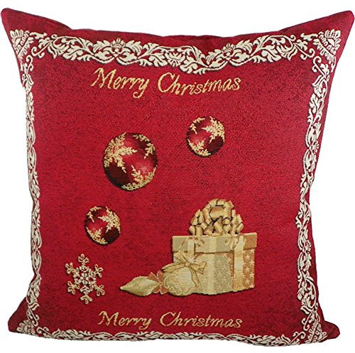 AS4HOME Kissen - Merry Christmas - Weihnachten Rot Gobelin ca 45 x 45 cm Landhaus