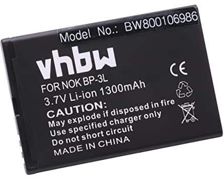 vhbw Batterie Compatible avec Nokia Asha 303 téléphone Portable (1300mAh, 3,7V, Li-ION)