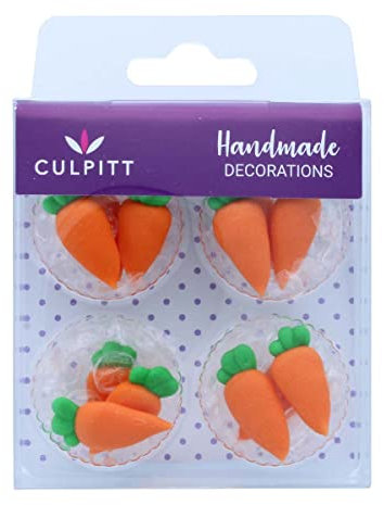 Culpitt Carrot Sugar Pipings, 12 Pack Edible Cake Decorations, 2.5 Centimetre, Orange
