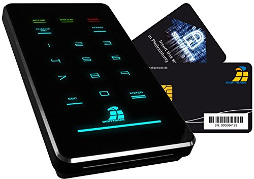 Digittrade HS256-S3 250GB SSD Externe Festplatte (6,35 cm (2,5 Zoll) USB 3.0) mit 256-Bit AES Hardware-Verschlüsselung, Smartcard und PIN schwarz