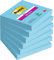 Post-It Super Sticky Notes, Blau, 76 mm x 76 mm, 90 Blatt/Block, 6 Blöcke/Packung