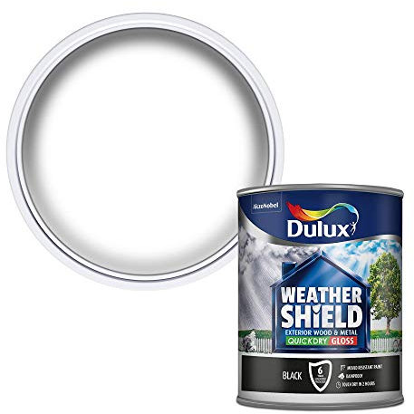Dulux Weather Shield Quick Dry Gloss Paint, 750 ml - Black, Packaging May Vary