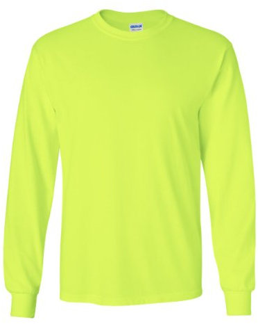 Gildan Men's Ultra Cotton Long Sleeve T-shirt, Style G2400 Shirt, Safety Green, XXL