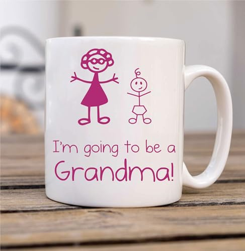 60 Second Makeover Limited I'm Going to Be a Grandma Mug Girl Stick Person People Cup New Baby Announcement Gifts for Grandma Day Gifts 11oz Ceramic Coffee Cup Grandm Granma