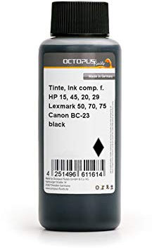 Octopus 500ml Druckertinte kompatibel für HP 15, HP 45, HP 20, HP 29, Lexmark 50, 70, 75, Canon BC-23 Druckerpatronen Schwarz pigmentiert (kein OEM)