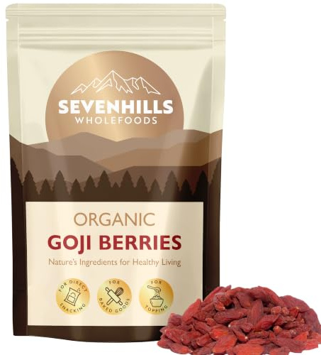 Sevenhills Wholefoods Organic Raw Goji Berries 1kg | 100% Pure & Natural | for Snacking, Baking, Cereals, Porridge | GMO-Free | Gluten-Free | Wolfberries