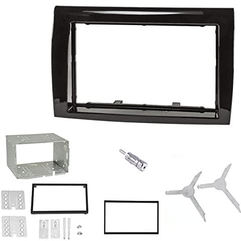 Sound-Way Kit Montaggio Autoradio, Mascherina 2 DIN con Plancia Metallica, Adattatore Antenna, Chiavi per Smontaggio, Compatibile con Fiat Bravo