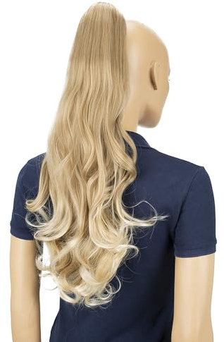 CAISHA 60cm Haarteil Ponytail Zopf Pferdeschwanz Haarverlängerung Voluminös Leicht Gewellt Dunkelblond Mix H32b