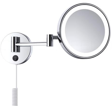 DEUSENFELD WLED700 - beleuchteter Tageslicht LED Kosmetikspiegel 7- Fach Vergrößerung, Ø 20cm, verchromt, sehr hell