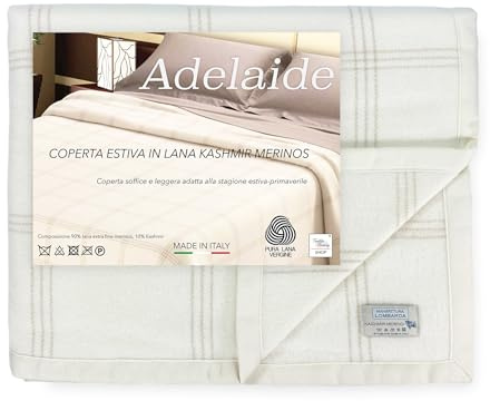 Tex Family Adelaide - Manta de lana de cachemir merina ligera de verano para cama de matrimonio