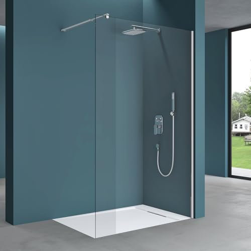 Mai & Mai Duschwand für Dusche Duschabtrennung 100x200cm Walk-In ESG-Sicherheitsglas 8mm NANO Glas BRAM3 Bremen1K
