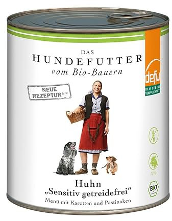 defu Nourriture pour Chien | 1 x 820 g | Poulet Bio Sensitiv sans céréales | Menu de Nourriture Humide Bio de qualité supérieure | Aliment Complet pour Chiens
