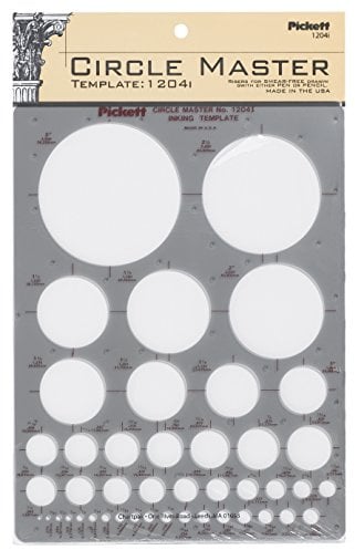 Pickett CHA1204I Circle Master Template, Range from 1/16 to 3 Inches in Diameter (1204I),Smoke