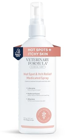 Veterinary Formula Clinical Care Hot Spot & Itch Relief Medicated Spray, 8oz – Easy to Use Spray for Dogs & Cats – Helps Alleviate Sensitive Skin, Scratching, and Licking of Coat (1 Pack)