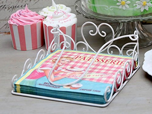 Serviettenhalter Serviettenspender Serviettenständer 'Herz' weiß Landhaus Shabby French