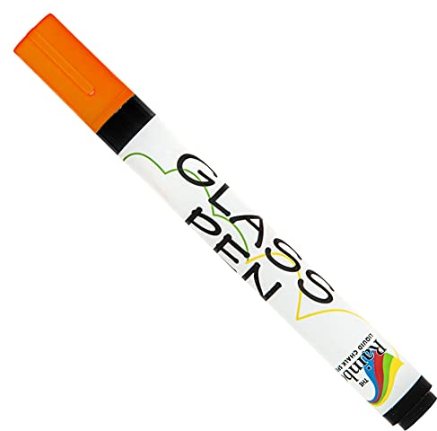 RAINBOW CHALK MARKERS LTD Orange Glass Pen with a 5mm bullet nib designed for writing on windows and glass | Graduation, Car Windows, Mirror Pen, Storefront, Wedding, Parade, Party & Holiday - Whiteboard Markers with Washable Paint