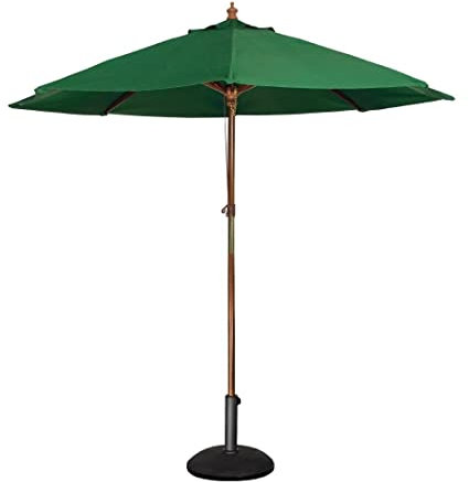 Bolero Parasol rond a poulie de 2,5 mètres de diamètre, vert, taille : 2,37(H) x 2,5(Dia)m, mât à 2 poteaux en bois dur Nyatoh, auvent hydrofuge, CB512