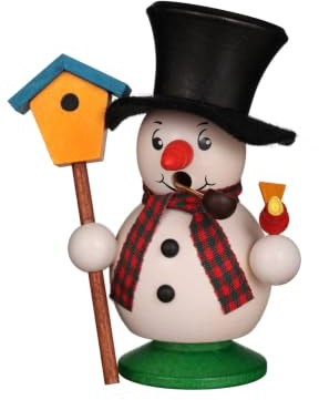 Christian Ulbricht Räuchermännchen Schneebub mit Vogelhaus - 10,5cm - Original Erzgebirge Räuchermann